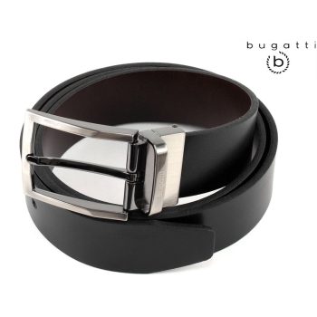   Bugatti 1373 51 fekete / sötétbarna átfordítható férfi bőr öv