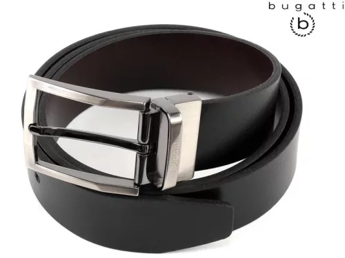 Bugatti 1373 51 fekete / sötétbarna átfordítható férfi bőr öv
