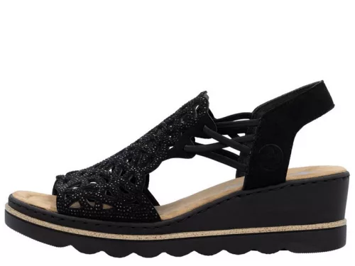 Rieker 67465 00 divatos női bebújós wedge szandál