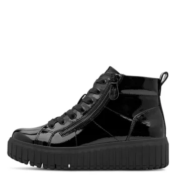   Jana 25264 45018 divatos fűzős magasszárú sneaker lakkozott felsőrésszel