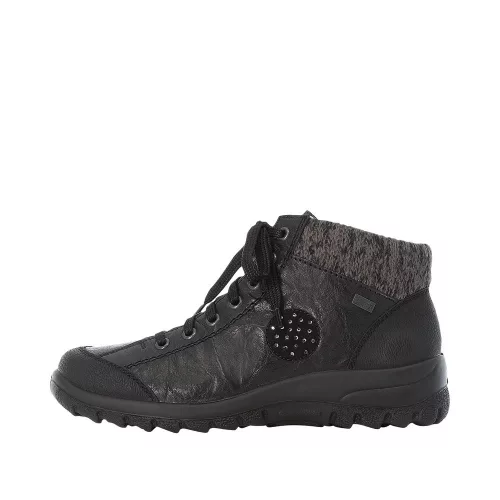  Rieker TEX L7110 01 női bőr bokacipő vízálló, fűzős, puha és meleg