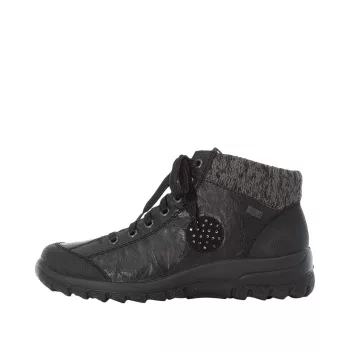    Rieker TEX L7110 01 női bőr bokacipő vízálló, fűzős, puha és meleg