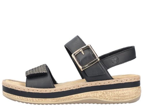 Rieker V0951 00 divatos női tépőzáras szandál magasított talpon