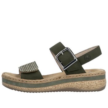   Rieker V0951 54 divatos női tépőzáras szandál magasított talpon