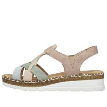   Rieker V1269 90 divatos női bebújós szandál magasított talpon